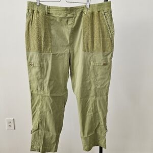 Soft Surrounding Pants 3X Plus Cargo Style Convertible Leg Eyelet Pockets Green